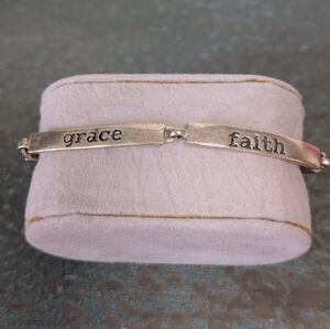 Sterling Silver 925 Faith Grace Truth Courage Wisdom Bracelet ~7"